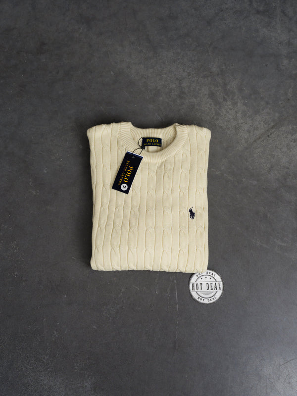 Camisola RL Malha Trançada Bege
