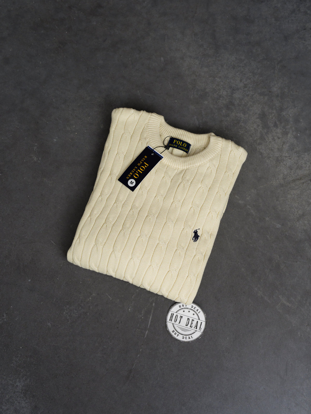 Camisola RL Malha Trançada Bege