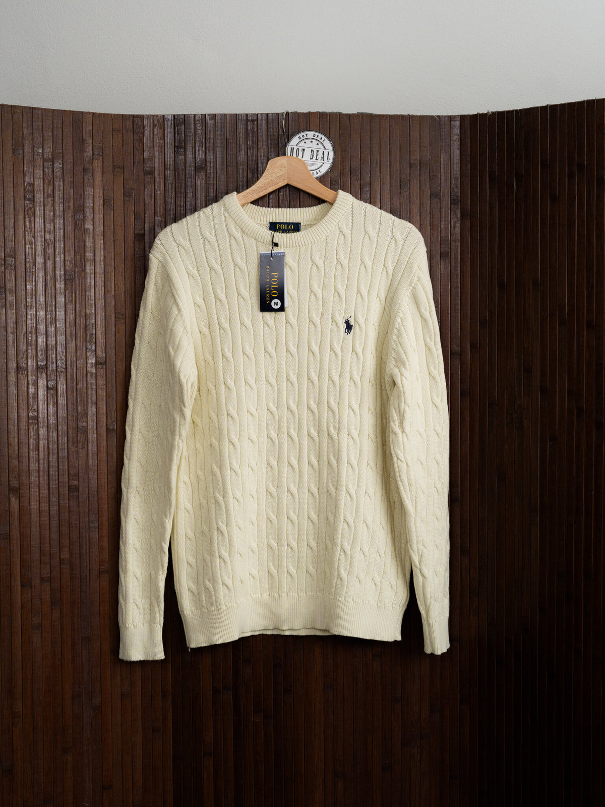 Camisola RL Malha Trançada Bege