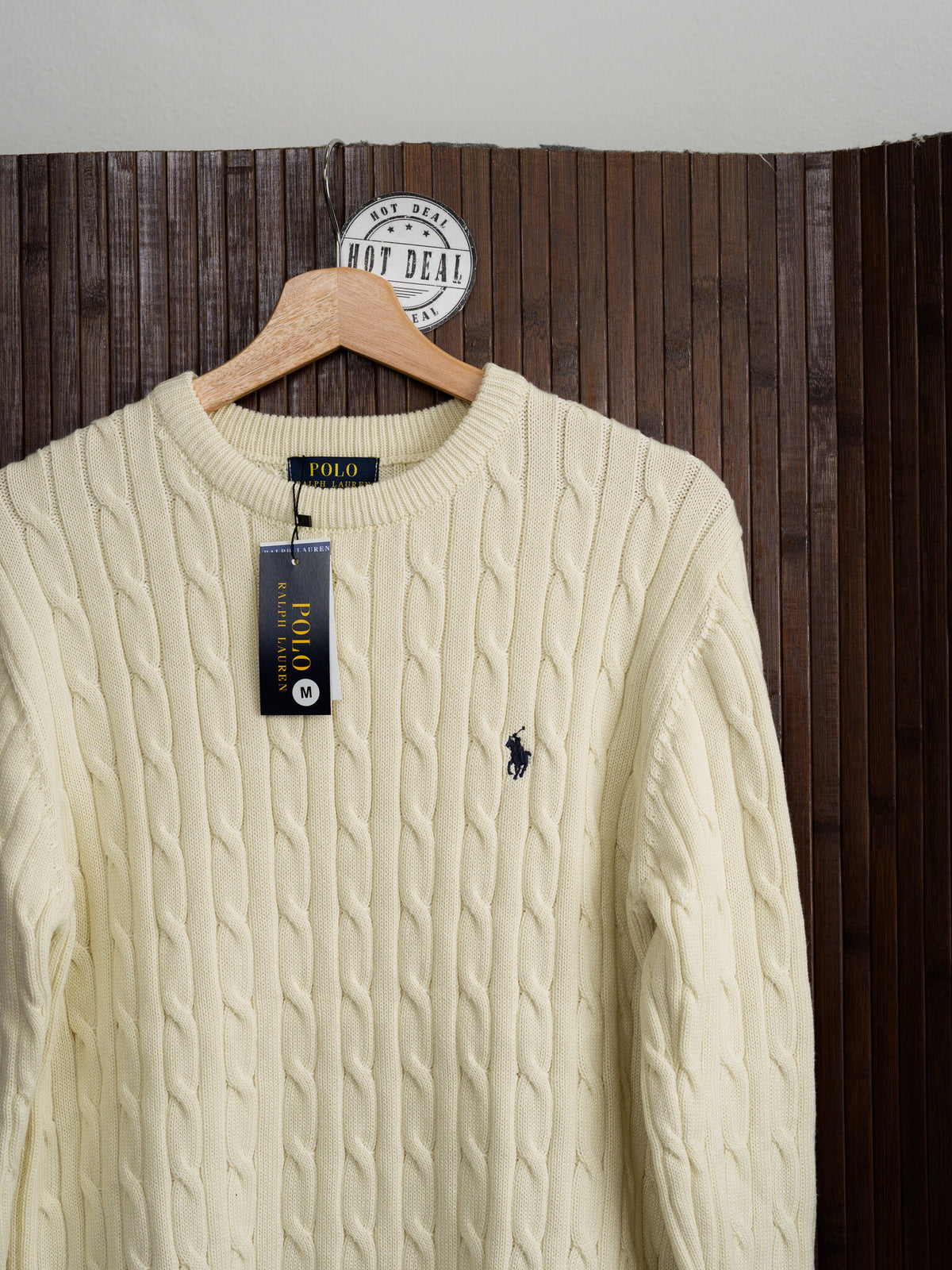 Camisola RL Malha Trançada Bege