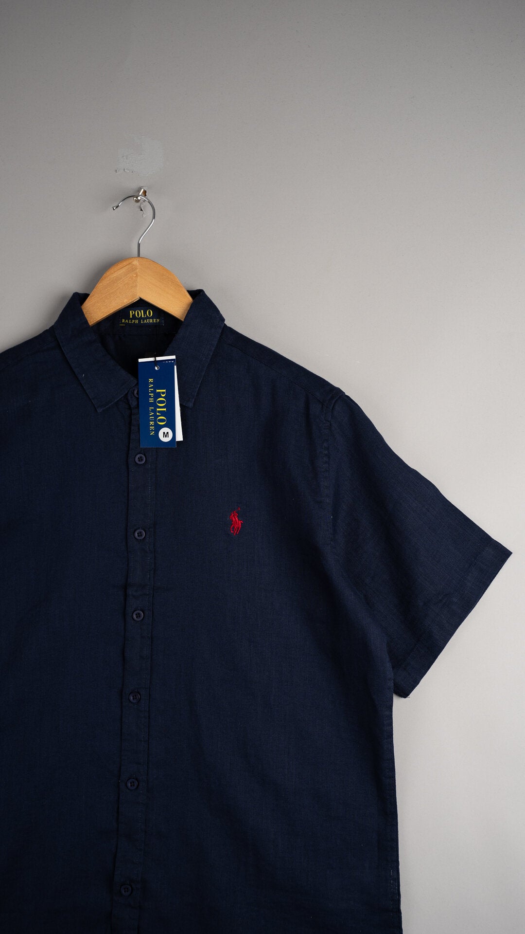 Camisa Linho RL Manga Curta Marinho