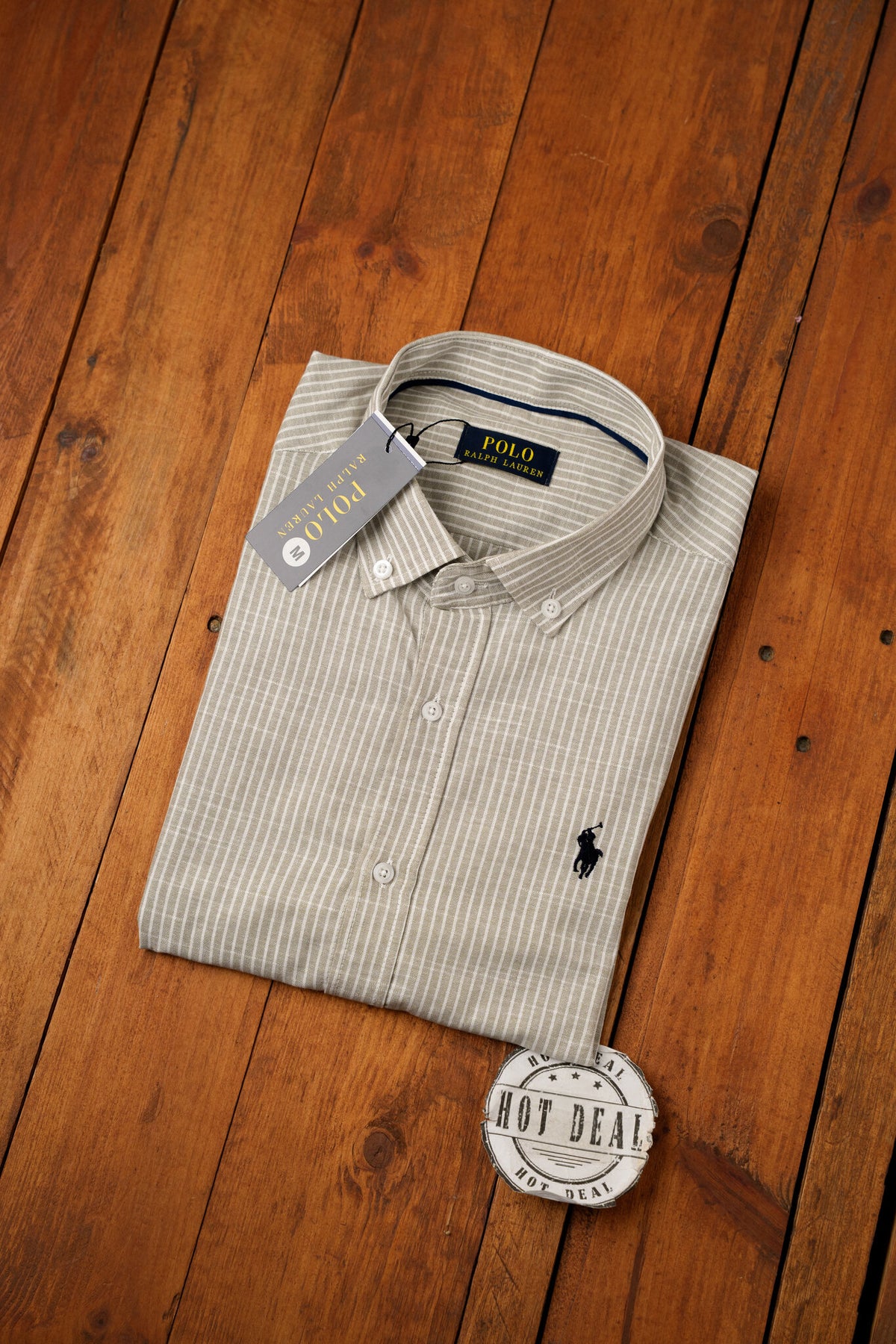 Camisa RL Riscas Cinzenta