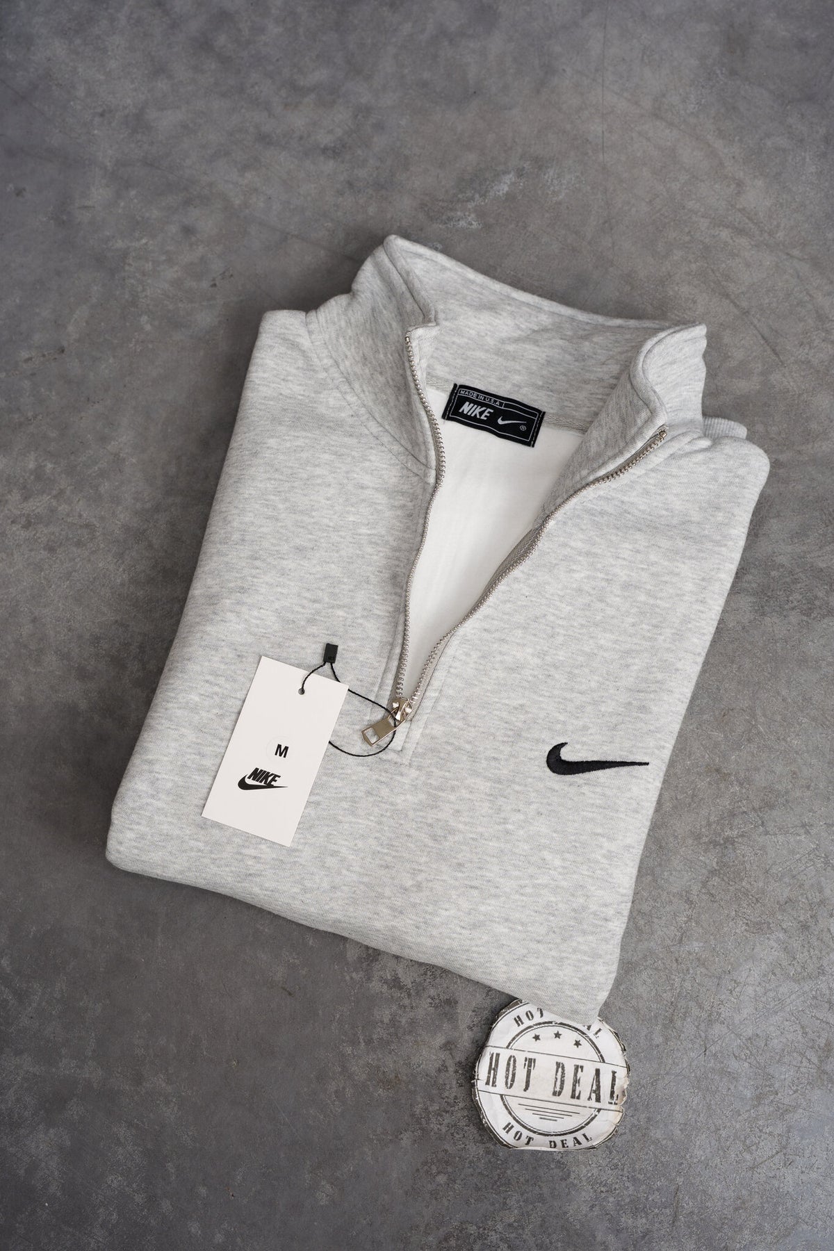 Sweat Meio Fecho NK Cinzento