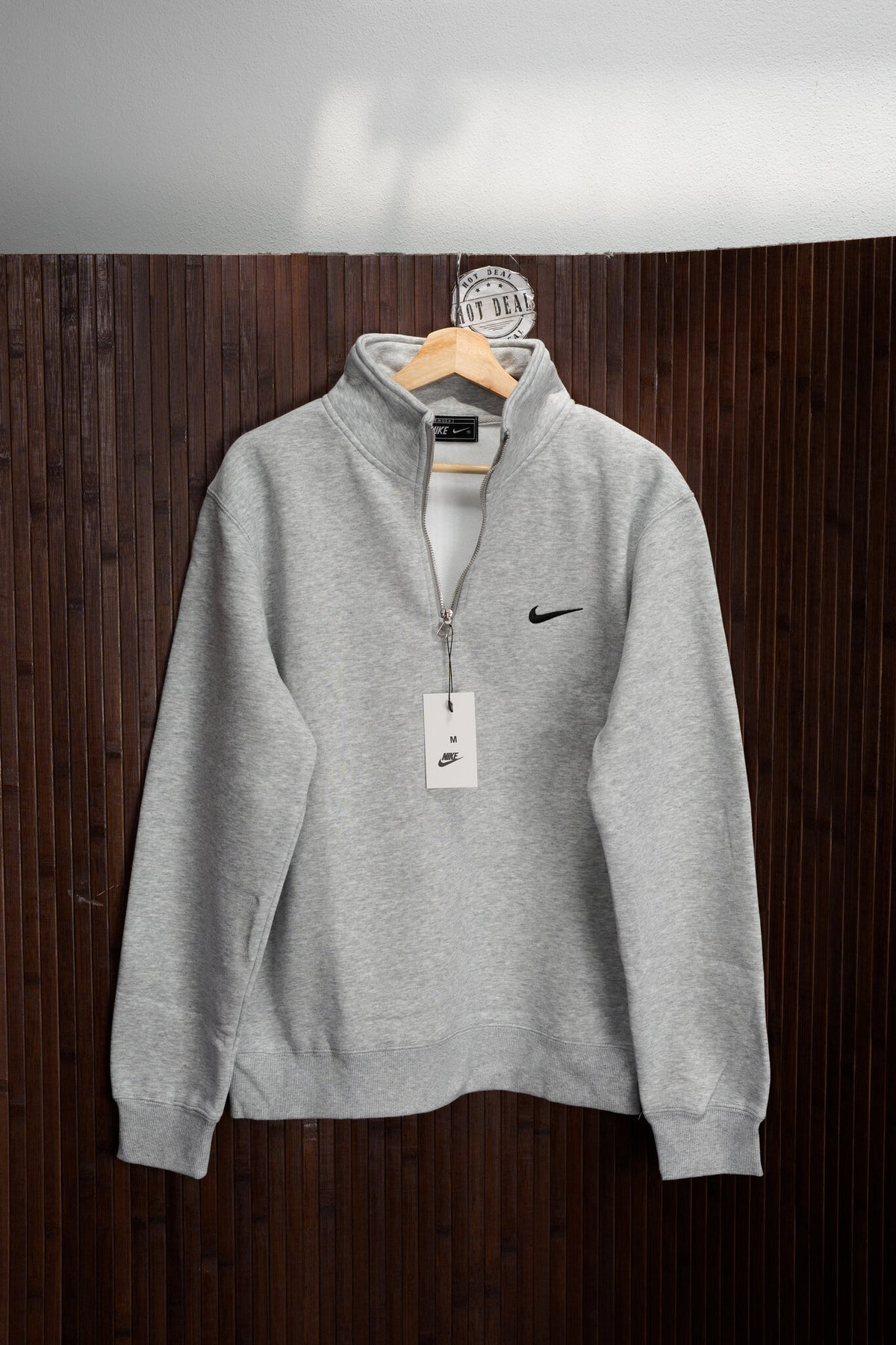 Sweat Meio Fecho NK Cinzento