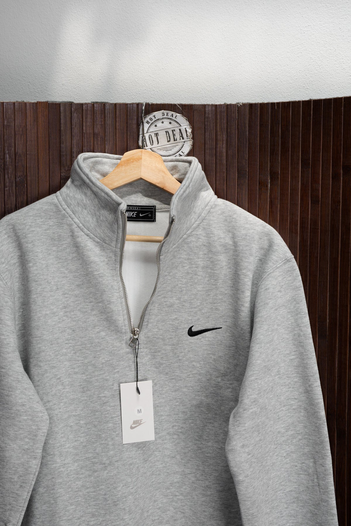 Sweat Meio Fecho NK Cinzento