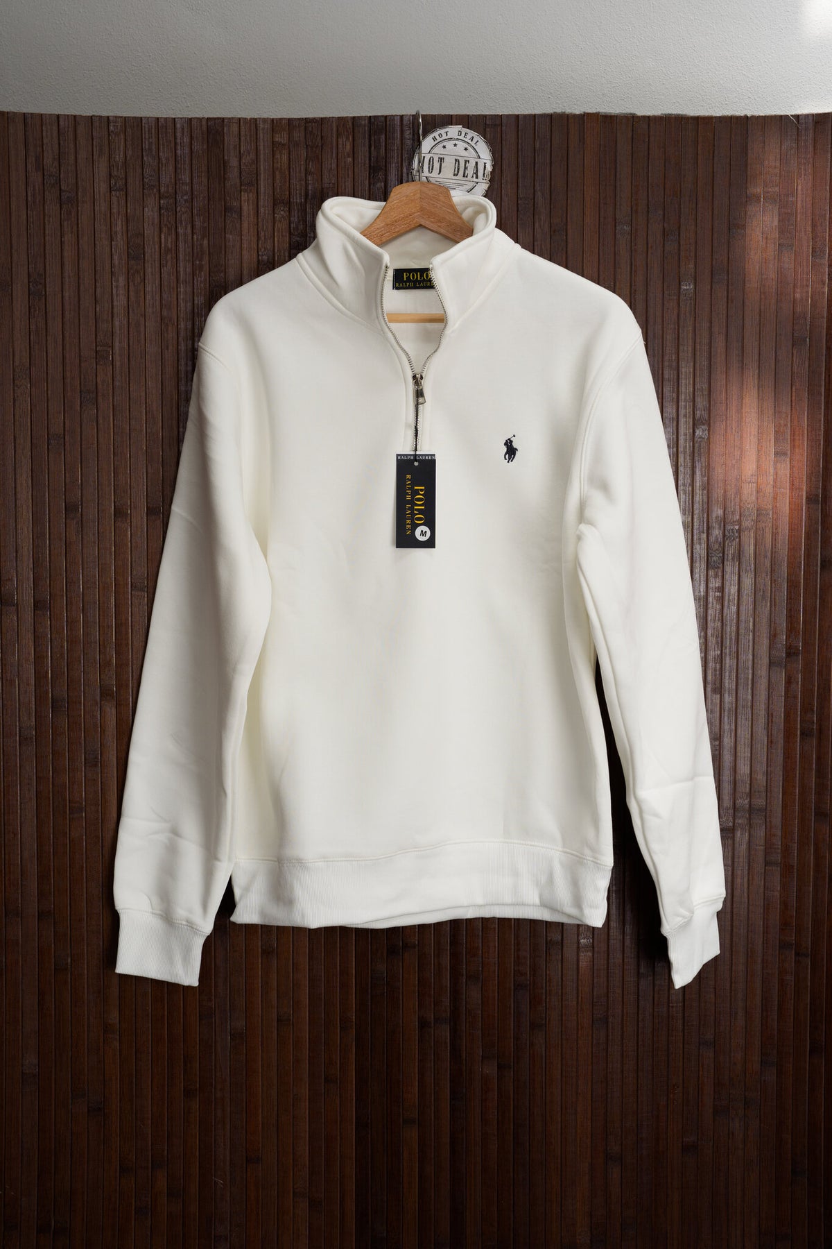 Sweat Meio Fecho RL Branco